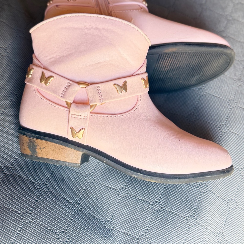 Cat & Jack Pink Kids Boots with Gold Accents
